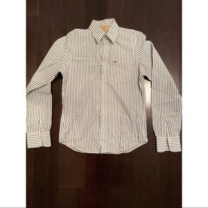 Hollister • Navy and white pinstripe button down dress shirt • Men’s • Medium